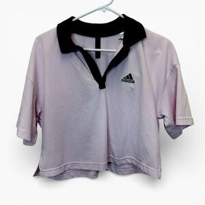 Adidas Cropped Medium Oversized Light Purple Polo Shirt Multi Sport